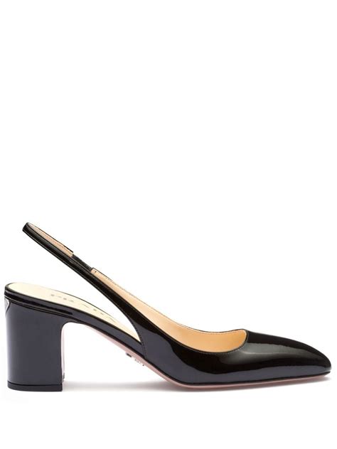 prada patent block heel pump|Prada slingback pumps.